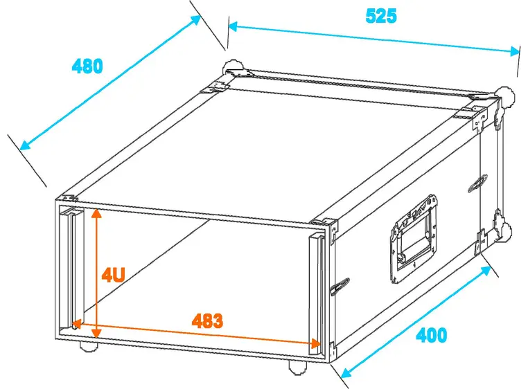 Effect rack CO DD, D:36cm, 4U, black 